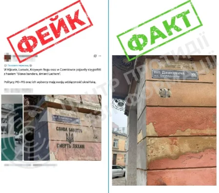 У мережі поширюються фейкові фотографії з «антипольськими графіті в українських містах» з метою розпалювання міжнаціональної ворожнечі